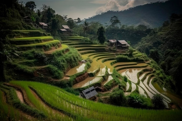 Os arrozais em socalcos da Tailândia