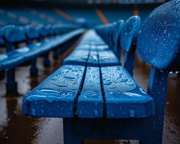 Os assentos do estádio esperam os entusiastas dos esportes e os patrocinadores