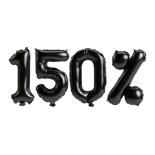 Os balões pretos da ilustração 3d dão forma 150 isolados no fundo branco