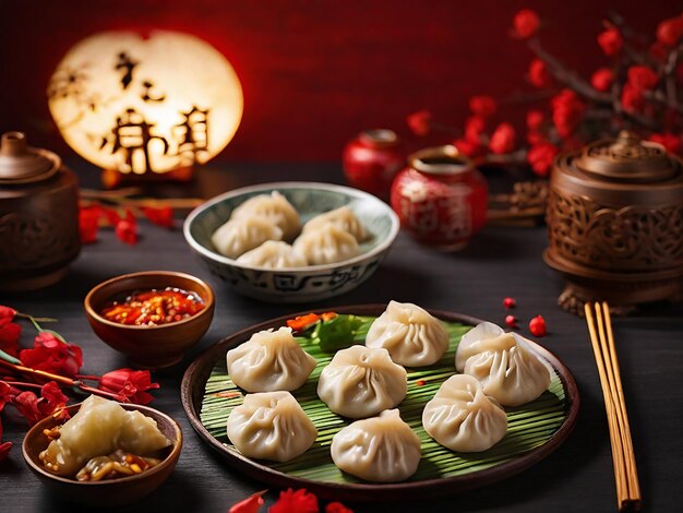Foto os bolinhos tradicionais jiaozi estão amplamente disponíveis durante o ano novo chinês