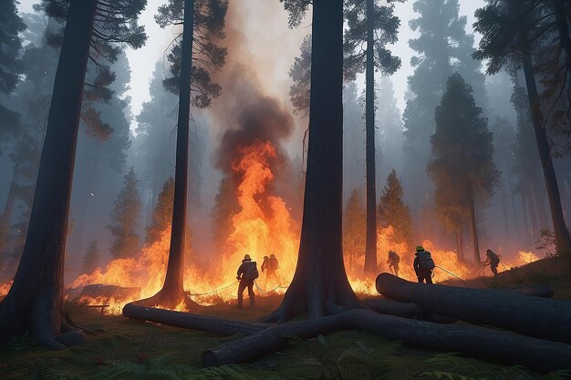 Os bombeiros apagaram um incêndio na floresta.