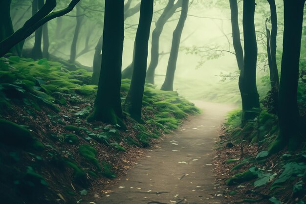 Foto os bosques silenciosos o caminho sereno para uma busca enigmática