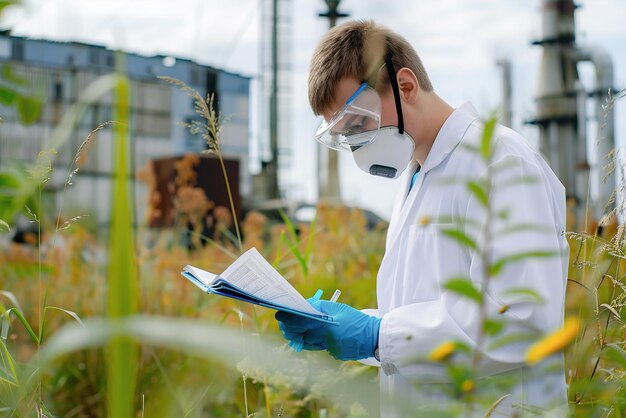 Foto os cientistas monitoram os níveis de poluição conduzindo pesquisas de campo para entender os poluentes atmosféricos