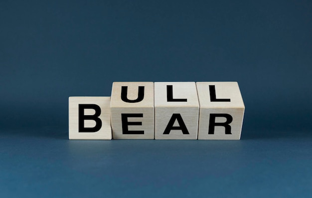 Os cubos de touro ou urso formam as palavras touro ou urso