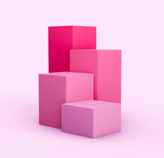Os cubos representam uma cena em branco minimalista com ilustração 3d moderna de formas quadradas