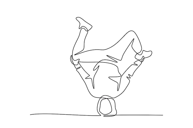 Os dançarinos de break freestyle giram seus corpos com suas cabeças Conceito de dança de break desenho on-line