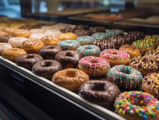 Os deliciosos detalhes dos donuts em exibição