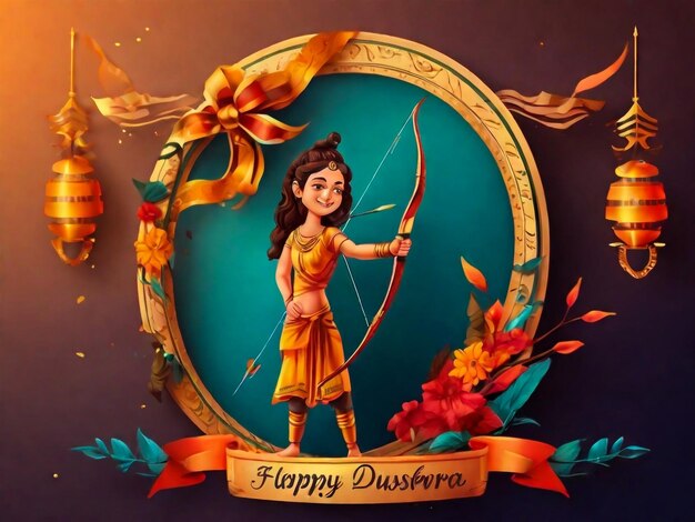 Os deseo a todos una muy feliz plantilla de diseño de banner dussehra