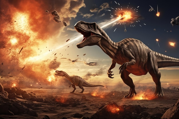 Foto os dinossauros se extinguiram com a queda de meteoritos