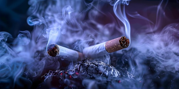 Foto os efeitos a longo prazo do tabagismo sobre a saúde pulmonar conceito doenças respiratórias risco de cancro pulmonar parar de fumar função pulmonar fumo de segunda mão