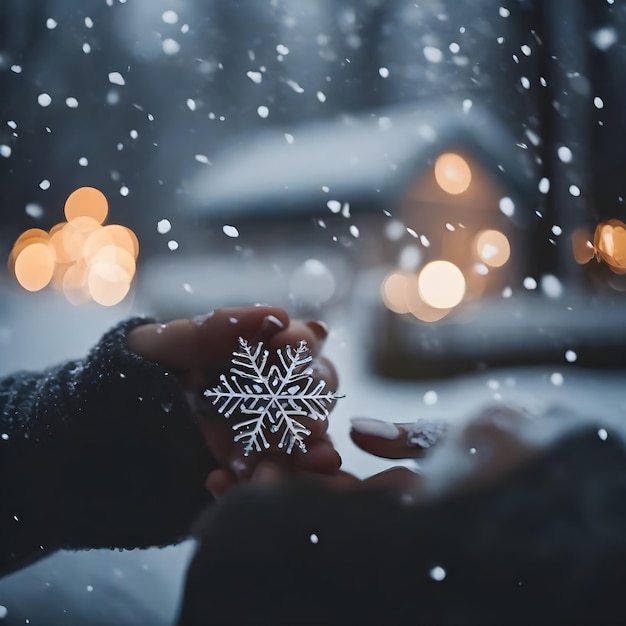 Os flocos de neve são um cenário adorável Um conto de fadas de Inverno