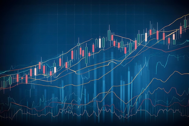 Os gráficos de negociação dos mercados financeiros e os gráficos de velas retratam as tendências