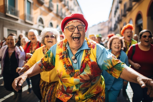 Os idosos são felizes, os idosos divertem-se e desfrutam da vida, pensão, descanso bem merecido, aposentadoria, recreação ao ar livre, estilo de vida saudável, relaxamento, alegria, sorrisos e risadas felizes.