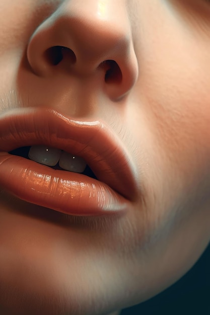 Os lábios de uma mulher são mostrados com a palavra lábio no canto inferior direito.