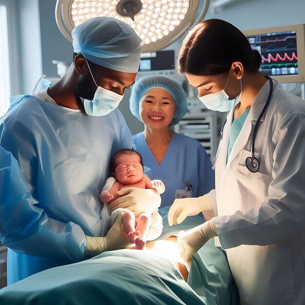 Foto os médicos deram à luz o bebé.