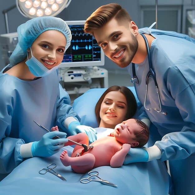 Os médicos deram à luz o bebé.