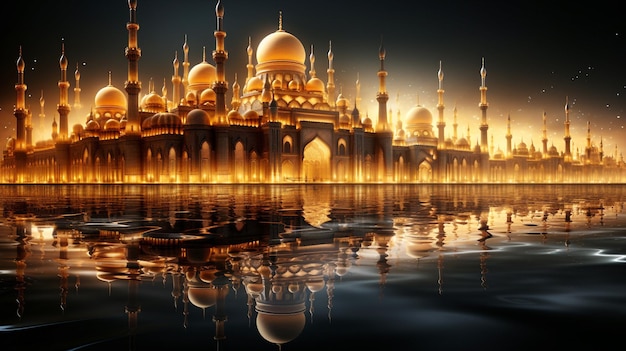 Os minaretes dourados simbolizam a espiritualidade e a cultura árabe