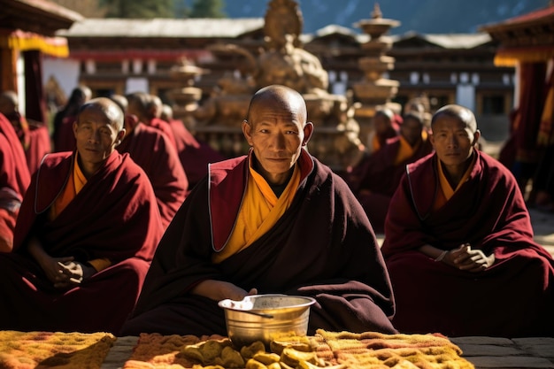 Foto os monges gelug celebram o festival mani rimdu em tengboche, no nepal