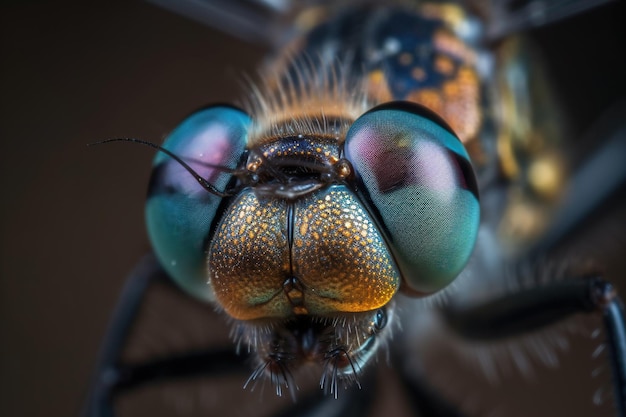 Os olhos de uma libélula ampliam a microfotografia do detalhe da textura