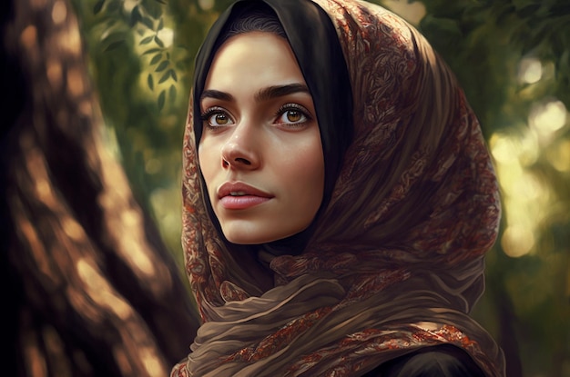 Os olhos de uma mulher muçulmana são uma linda mulher oriental Generative AI