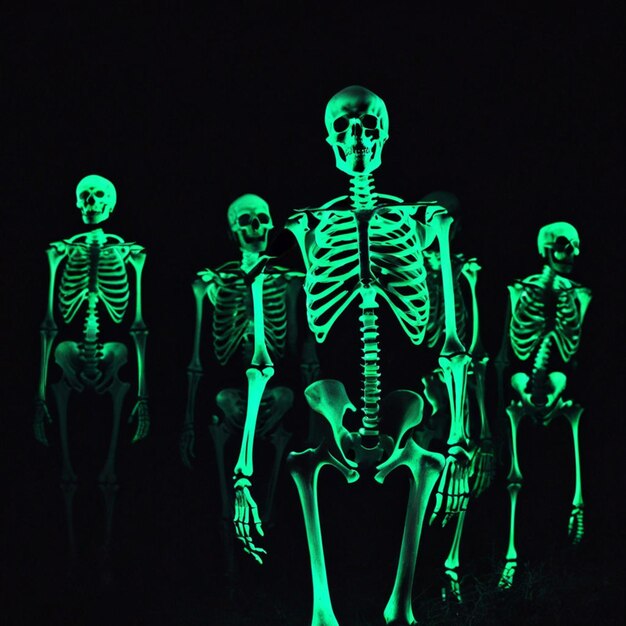 Foto os ossos brilham a luminosa mística do esqueleto
