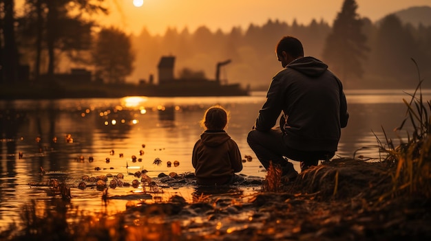 Foto os pais ensinam seus filhos como o passado