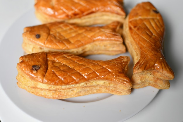 Foto os peixes da pastelaria na loja no dia dos tolos de abril