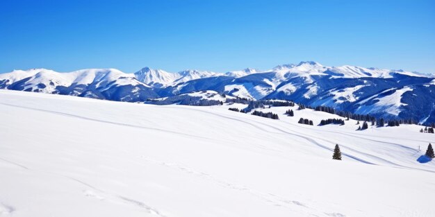 Os picos das montanhas de inverno estão cobertos de neve Paisagem de esqui Freeriding Esportes de inverno IA generativa
