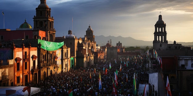 Os povos do México celebram o Dia da Independência à noite