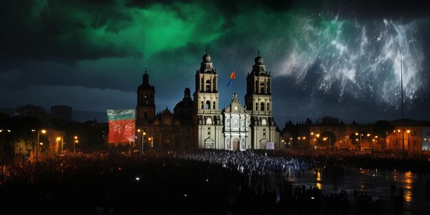 Os povos do México celebram o Dia da Independência à noite