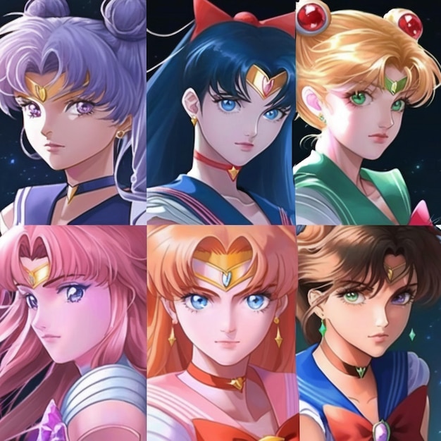 Os quatro personagens da sailor moon.