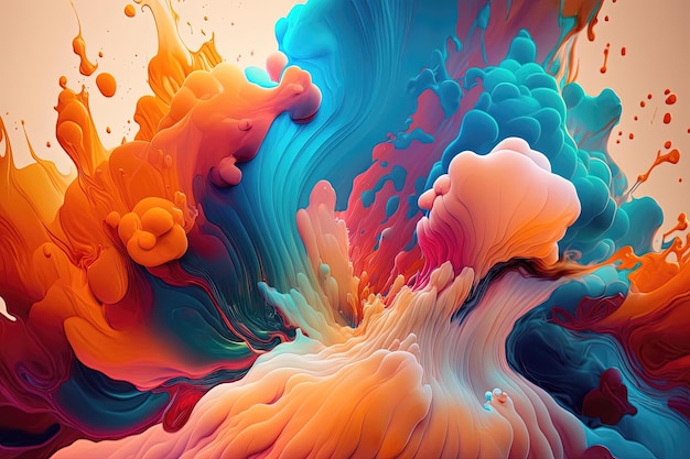 Os respingos e respingos de tintas coloridas criam uma composição vibrante e enérgica Generative AI