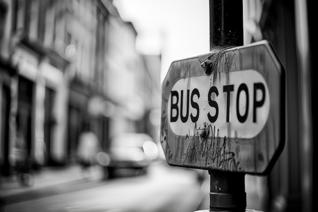 Foto os sinais de paragem de autocarro são sinais que indicam os lugares onde os autocarros de transporte público podem parar e permitir que os passageiros entrem ou saiam.