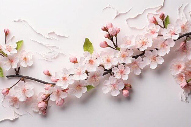 Foto os sussurros das flores de cerejeira se desenrolam contra um fundo tranquilo.
