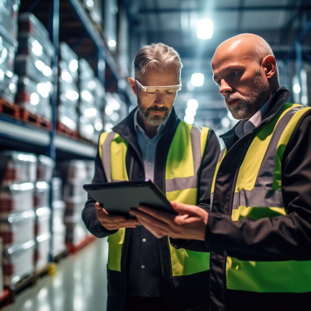 Foto os trabalhadores estão controlando a loja da fábrica generative ai