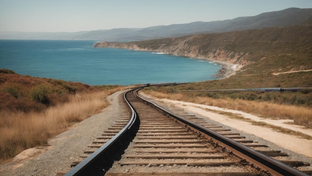 Os trilhos do caminho-de-ferro pelo mar desaparecem