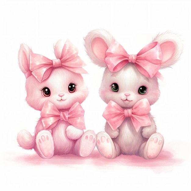 Foto os ursos e coelhos de arco-rosa clipart isolados em whit