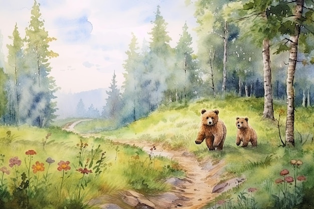 Os ursos na floresta