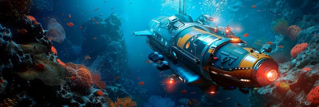 Os veículos de exploração oceânica incluem submarinos, mergulhadores de águas profundas e veículos remotamente controlados que exploram as misteriosas profundezas do oceano.