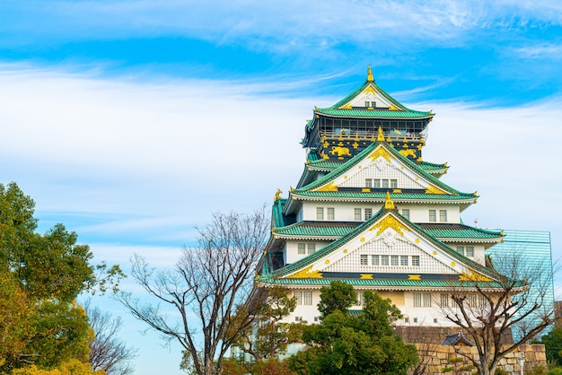 Osaka Castle an einem sonnigen Tag