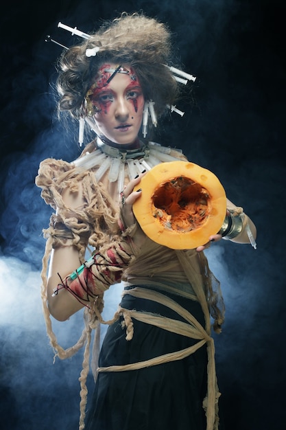 Oscuro con con calabaza. Tema de Halloween.