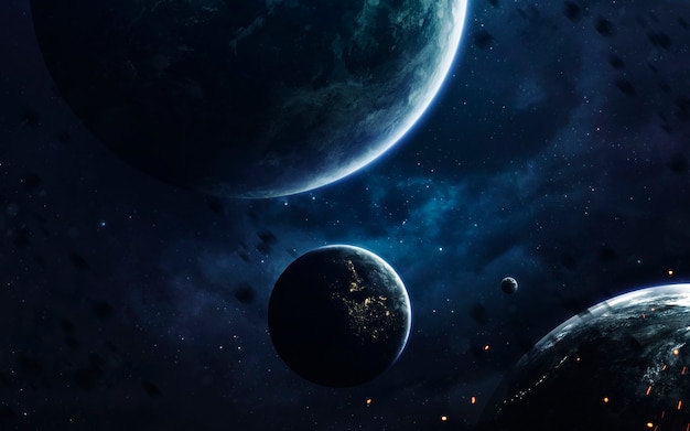 oscuro espacio profundo con planetas gigantes en el espacio