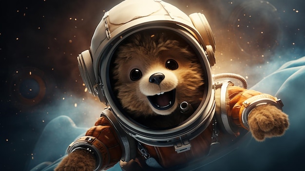 osito de peluche en el espacio de los astronautas