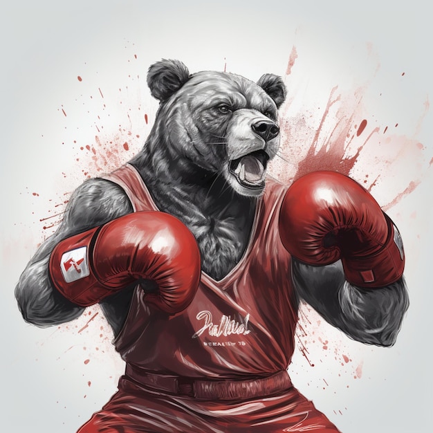 muñeco de oso en ilustración de estilo atlético de boxeo tailandés 6248651  Vector en Vecteezy