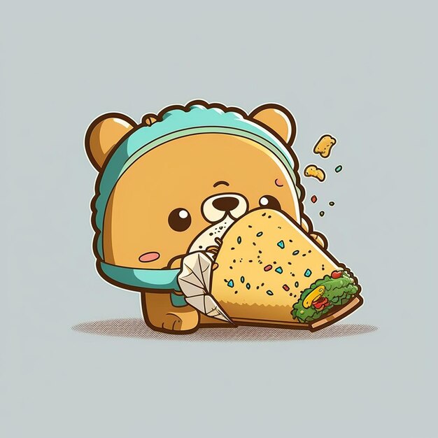 Un oso comiendo un taco Ilustración vectorial