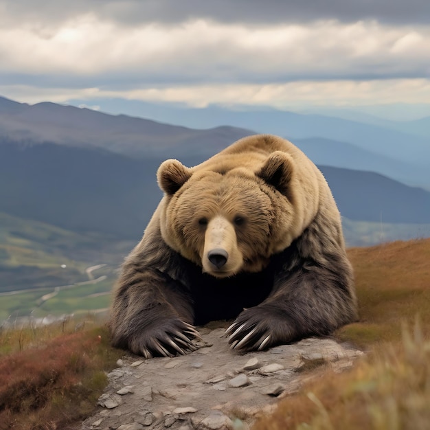 Foto un oso durmiendo en la montaa ai