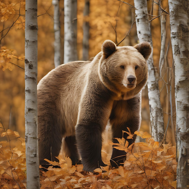 un oso está en el bosque en otoño