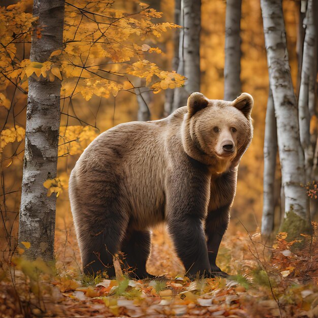 un oso está en el bosque en otoño