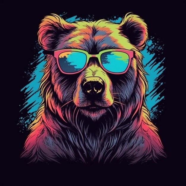 un oso con gafas de sol y una camisa negra