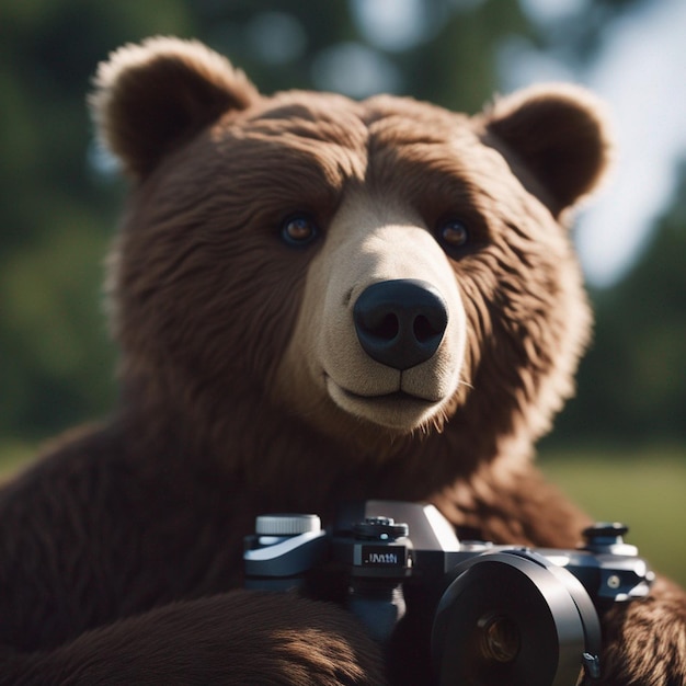 Foto un oso hiperrealista en la jungla.